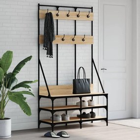 vidaXL Bengaleiro c/ arrumação calçado 100x40x184 cm carvalho sonoma