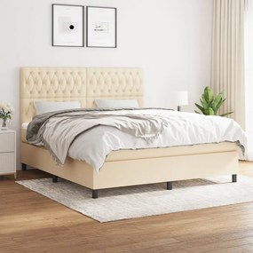 vidaXL Cama com molas/colchão 180x200 cm tecido cor creme