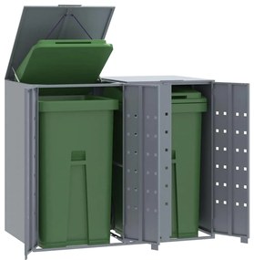 vidaXL Abrigo para 2 caixotes do lixo 138x79x117 cm aço cinzento