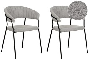Conjunto de 2 cadeiras de jantar em bouclé cinzento MARIPOSA Beliani