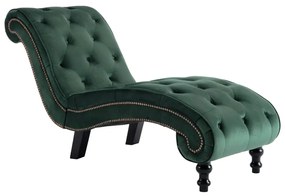 Chaise Longue Elia em Veludo -  Verde - Design Vintage