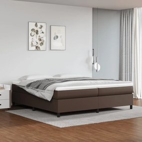 Estrutura de cama com molas 200x200cm couro artificial castanho