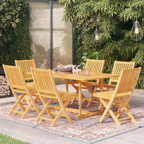 vidaXL 7 pcs conjunto de jantar para jardim madeira de teca maciça