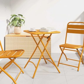 Mesa de Jardim Dobrável vidaXL Amarela Mostarda 55x55x73 cm Aço