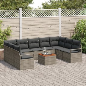 Conjunto de Sofás para Jardim de 10 Peças com Almofadas Cinza Poliratt
