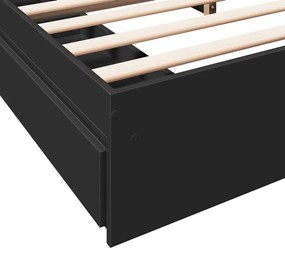 Estrutura de cama c/ gavetas 180x200 cm derivados madeira preto
