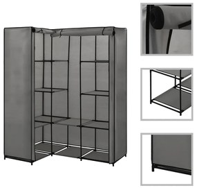 Roupeiro de canto 130x87x169 cm cinzento