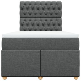 Cama boxspring com colchão 120x190 cm tecido cinzento-escuro