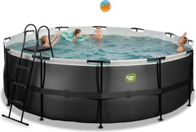 Piscina redonda Black Leather ø427x122cm com bomba de filtro de areia - preta