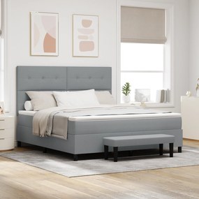vidaXL Cama Box com Colchão e Banco Cinza Claro 180x200 cm Tecido