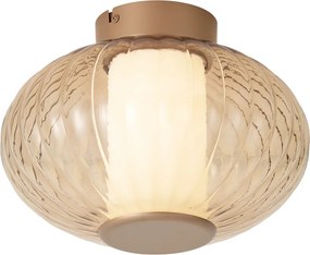 Candeeiro de Teto de Design Latão 28cm com Vidro Âmbar Incl. LED Dimerizável em 3 Níveis - Margherite