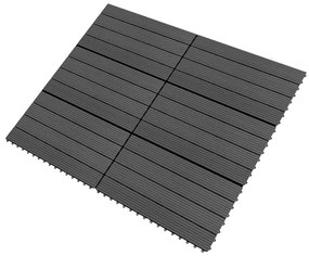 Ladrilhos de pavimento 6 pcs WPC 1,08m² 60x30 cm preto