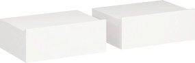 HOMCOM Conjunto de 2 Mesas de Cabeceira de Parede Mesas de Cabeceira Flutuantes com 1 Gaveta para Quarto 40x30x15 cm Branco | Aosom Portugal
