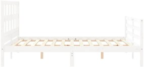 Estrutura de cama King Size com cabeceira madeira maciça branco