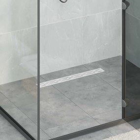 vidaXL Ralo de Chuveiro com Tampa de Vidro e Sifão 360° Prateado 60 cm