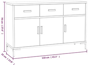 Aparador 110x35x70 cm pinho maciço preto