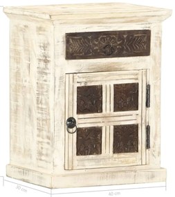 Mesa de cabeceira 40x30x50cm madeira de mangueira maciça branco