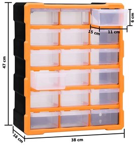 Caixa organizadora com 18 gavetas médias 38x16x47 cm