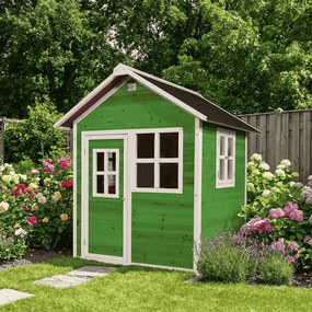 Casa de brincar infantil exterior para crianças Loft 100 em madeira - Verde