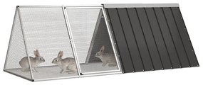 Gaiola p/ coelhos 201,5x80,5x71 cm aço galvanizado antracite
