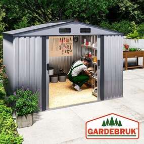 Abrigo jardim para ferramentas em metal 260x205x180cm cinzento metálico