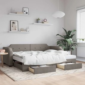 Sofá-cama c/ gavetão/gavetas 80x200 cm tecido cinza-acastanhado