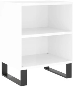 Mesas cabeceira 2pcs derivados de madeira branco brilhante
