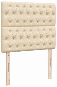 Cama box spring c/ colchão e LED 120x190 cm tecido cor creme