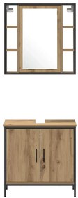 Conjunto de Móveis para Casa de Banho de 4 Peças Carvalho Artesanal de