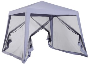 Outsunny Tenda de Jardim 3x3m com 4 Partes Laterais Mosquiteiro com Zíper Proteção UV para Patio Cinza