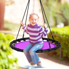 Baloiço Infantil Crianças redondo 100 cm com Altura ajustável 100-160 cm para Jardim e Árvores e Violeta