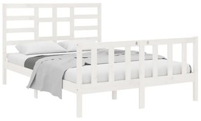 Estrutura de cama casal 135x190 cm madeira maciça branco