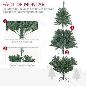 HOMCOM Árvore de Natal Artificial 180 cm com 150 Luzes LED Árvore de N