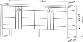 Aparador Lost – Nogueira (180 x 77,6 x 44,5 cm) | Estilo Moderno com F