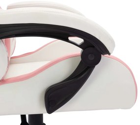 Cadeira estilo corrida c/ luzes LED RGB couro artif. rosa/preto