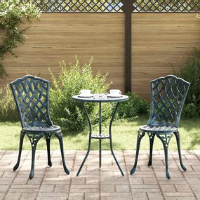 Conjunto de Bistro de Jardim 3 Peças vidaXL Verde em Alumínio Fundido