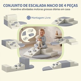 Conjunto de 4 Blocos de Espuma para Psicomotricidade, Escalar e Gatinhar, 1-3 Anos, Cinzento-claro e Bege