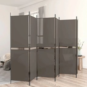 vidaXL Biombo/divisória com 6 painéis 300x180 cm tecido antracite