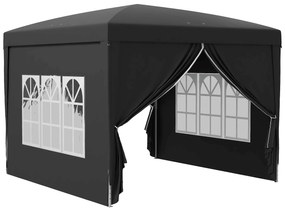 Outsunny Gazebo Tenda de Recepção Gazebo Pop Up Dobrável 3x3 m 4 Paredes Removíveis Saco de Transporte Preto | Aosom Portugal