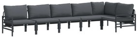 vidaXL Conjunto de Sofá de Jardim com almofada 6 pcs Preto Aço