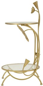 MESA DE APOIO COM 2 PRATELEIRAS E FLORES Ø 40x78 CM DOURADO