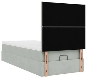 Estrutura cama otomana colchões 80x200 cm veludo cinzento claro