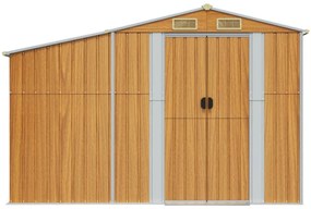 Abrigo de jardim 277x192,5x179cm aço galvanizado castanho-claro