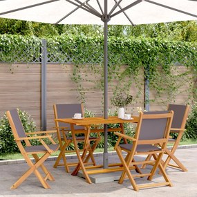 Cadeiras jardim dobráveis 4 pcs tecido/madeira maciça antracite