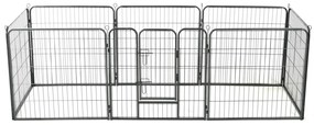 vidaXL Parque para cães 8 painéis aço 80x80 cm preto