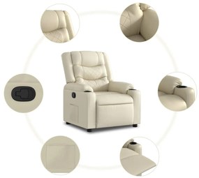 Poltrona reclinável elevatória couro artificial cor creme
