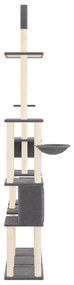 Árvore p/ gatos c/ postes arranhadores sisal 279cm cinza-escuro
