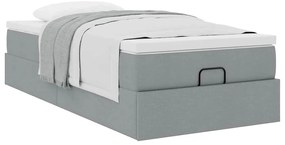 Estrutura cama otomana colchão 100x200 cm tecido cinzento claro