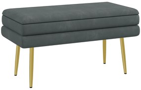 HOMCOM Banco Pé de Cama 30L Banco com Armazenamento para Dormitório Estofado em Veludo 79,5x37,5x43 cm Cinza Escuro | Aosom Portugal