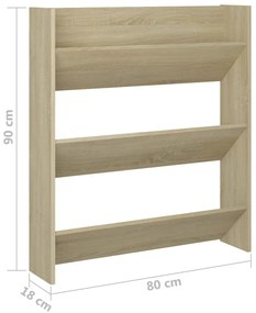 Sapateiras de parede 2 pcs 80x18x90 cm contrap. carvalho sonoma